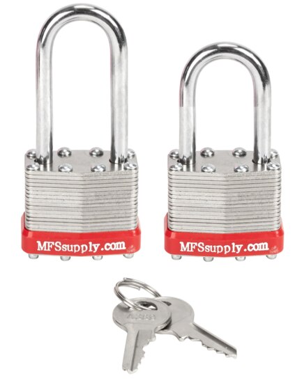 NU-SET Laminated Steel Padlock With Long Shackle – 40mm (1-1/2"), Box Of 50 Keyed Alike
