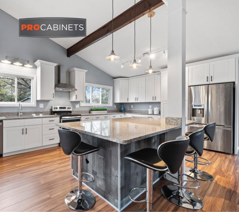 Expertly designed ProWhite kitchen designed by ProCabinets design team