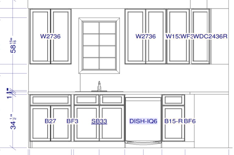 Kitchen blue print design with elevations