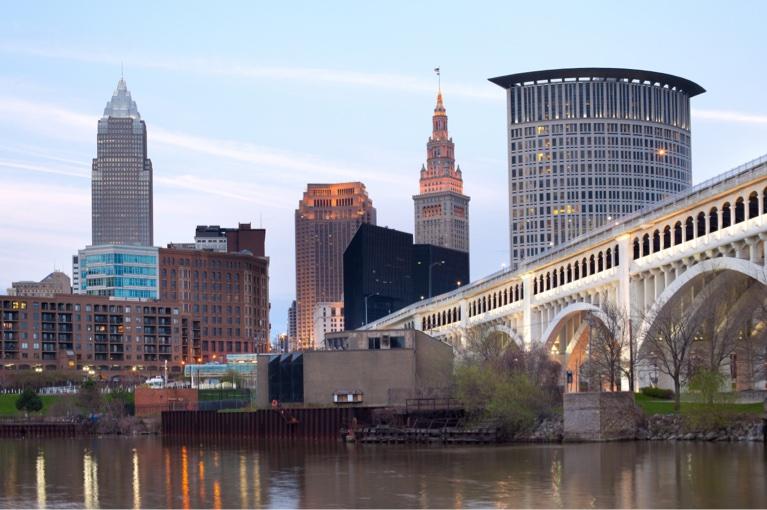 Cleveland skyline Detroit-Superior Bridge