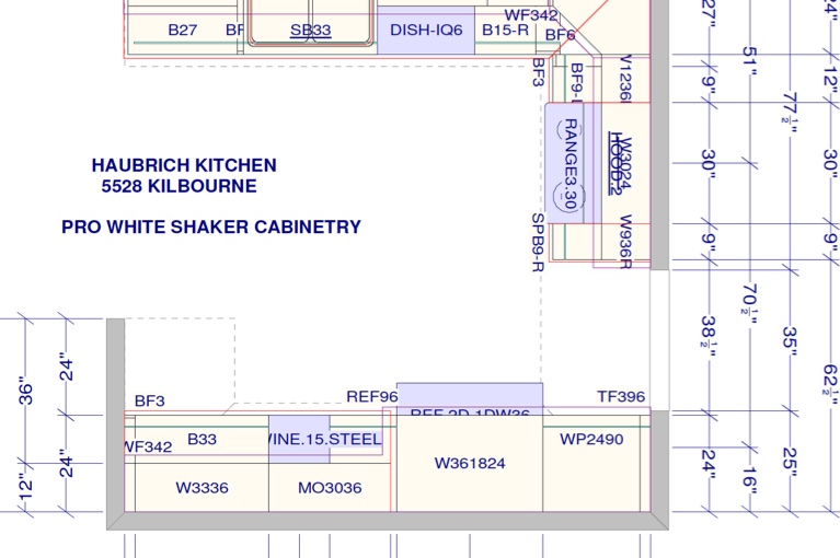Kitchen floor plan design for ProWhite cabinets